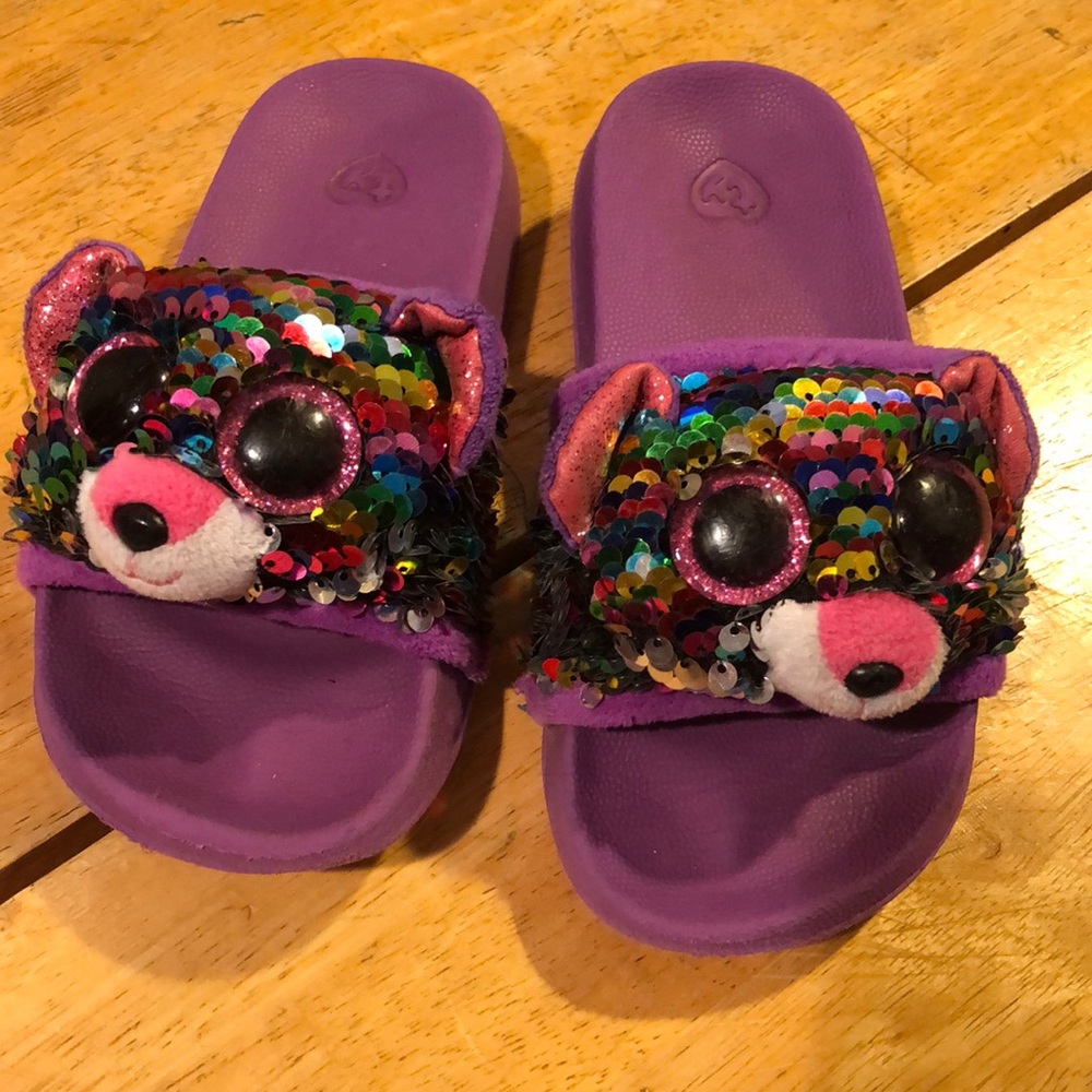 TY sequin flip slippers